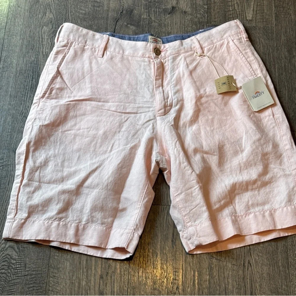 Faherty Chino Shorts Mens 33 & 40 Golf Linen Prep Malibu Summer Pink NEW w/Tags